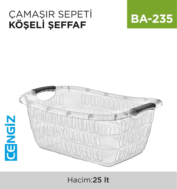 ÇAMAŞIR SEPETİ KÖŞELİ ŞEFFAF (E-291)