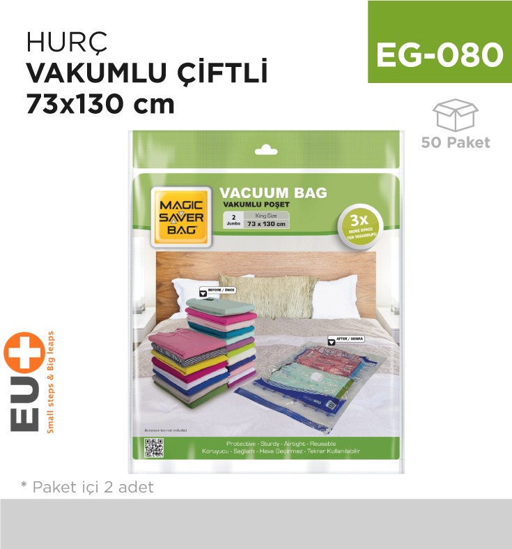 HURÇ VAKUMLU 2Lİ 73 CM*130 CM (JUMBO) - 1. Minimum sipariş tutarı 5.000TL'dir (KDV hariç).
2. Fiyatlarımız İzmir teslim fiyatlarıdır; kargo ücreti Kargo ve Teslimat Politikası'na göre hesaplanır (₺100.000 ve üzeri siparişlerde ücretsiz).
3. Spot ve sipariş üzerine tedarik edilen ürünlerde stok durumu ve teslim süresi sipariş onayında bildirilir.
4. Kusurlu, hasarlı veya yanlış gönderilen ürünler, teslimden itibaren 14 gün içinde bildirilmesi hâlinde iade alınır.
5. Şahıs şirketlerine ve tüzel kişilere faturalı satış yapılmaktadır; bireysel tüketicilere satış yapılmamaktadır.