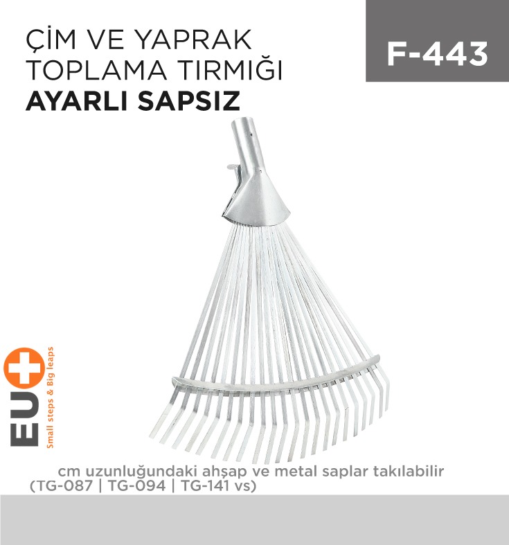 ÇİM VE YAPRAK TOPLAMA TIRMIĞI AYARLI SAPSIZ