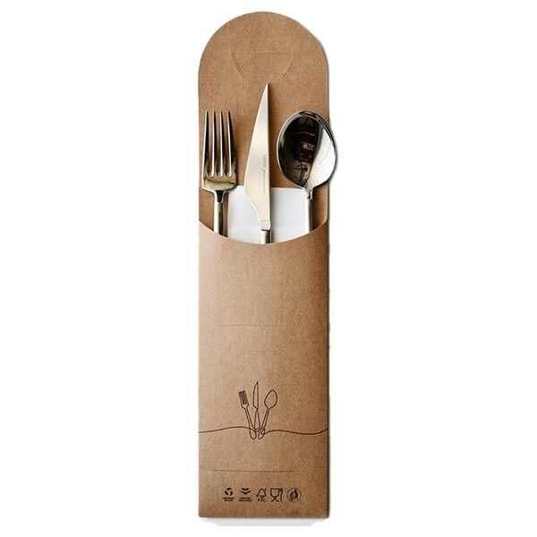 Kraft Çatal Bıçak Kaşık Kılıfı - Kraft Çatal Bıçak Kaşık Kılıfı 9,5 cm eninde 24 cm boyunda yüksek gramajlı (190-200 gr) kraft kağıttan üretilmiştir.

Tek kullanımlık veya metal çatal, bıçak ve kaşık yemek seti kılıfı olarak kullanılır. Sofralarda ve paket serviste hijyenik ve şık bir görünüm sunar.

Çevreci ve doğa dostu çatal bıçak kılıfı markanıza özel olarak baskılı çatal bıçak kılıfı olarak 10.000 adet ve üzerindeki alımlarda yaptırabilirsiniz.