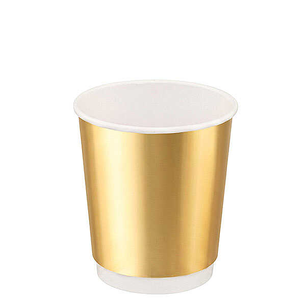 8 oz Altın Double Wall Karton Bardak - Dış tarafı geri dönüşümlü kraft kartondan, iç tarafı beyaz kartondan, sıcak içeceklerde kullanıma uygun, 8 oz (230ml) hacminde, 8,5 cm yüksekliğinde double wall (çift duvarlı) karton bardaktır.
Çift duvarlı yapısıyla içeceğin sıcaklığının hissedilmesini engeller. Kahve, sahlep ve çay gibi sıcak içeceklerin içimi için uygundur.
Çift duvarlı yapısı ile bardak kılıfı kullanım ihtiyacınızı ortadan kaldırır. Uyumlu kapak: Bu bardağa uyumlu kapak siparişi verebilmek için 8-9-12 oz Karton Bardak Sıcak İçecek Kapağı Beyaz ve 8-9-12 oz Plastik Sıcak İçecek Kapağı Siyah.