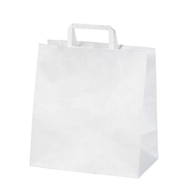 Beyaz Kraft Çanta Düz Saplı Orta Boy 12x25x31 cm - Beyaz Kraft Çanta Düz Saplı Orta Boy 25 cm eninde, 31 cm boyunda ve 12 cm taban genişliğinde, baskısız, flat (düz) saplı, 70 gr kağıttan (ekonomik), beyaz kağıt çantadır.

Restaurant ve cafelerin paket servislerinde, hediyelik eşya mağazalarında kaliteli ve kalın malzemeden üretildiği için şık ve güvenilir taşıma sağlar. Salata kabı ve sıcak servis yemek kapları gibi geniş ürünlere uygun bir üründür.

Geri dönüşümü yapılabilen doğa dostu bir torbadır.