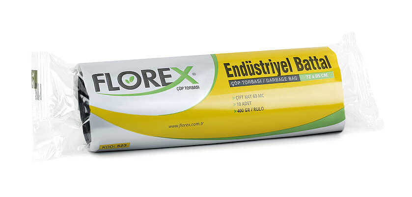 Florex Battal Boy Siyah Çöp Torbası 72x95 cm - 400 gr - Florex Battal Boy Siyah Çöp Torbası, 72x95 cm ölçülerinde ve çift kat 63 mikron kalınlığında geri dönüştürülmüş plastikten üretilmiş doğa dostu battal boy çöp poşetidir. Çöp poşeti kalınlığının yüksek olmasından dolayı oldukça sağlamdır.

Bir rulosu 400 gr ağırlığında ve bir ruloda 10 adet siyah battal boy çöp torbası yer almaktadır. Bir kolisinde ise 20 rulo battal boy çöp poşeti mevcuttur ve toplam koli ağırlığı ise 8 kg'dır.

Ev dışı tüketim (EDT) alanları olan restoran, cafe, otel, pastane vs. gibi işletmeler başta olmak üzere birçok farklı alanda maksimum 70 litrelik çöp kovalarında kullanıma uygundur.