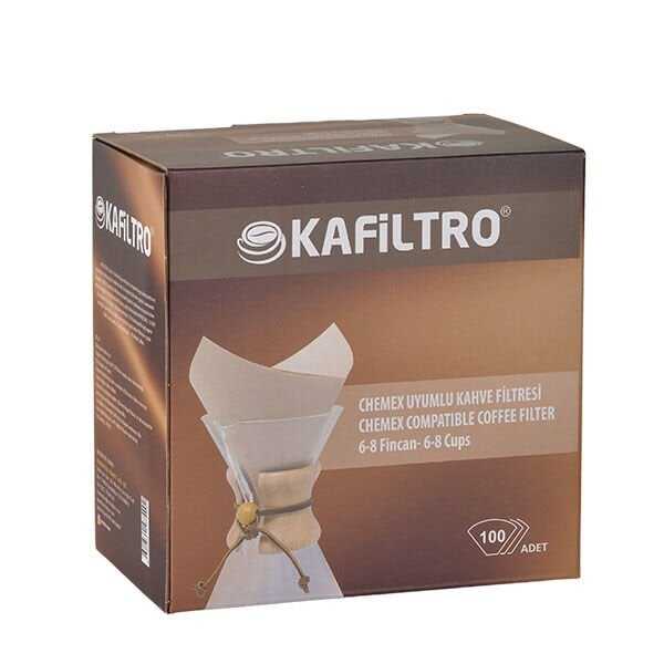 Kafiltro Chemex Uyumlu Kahve Filtre Kağıdı - Yeni nesil kahveciliğin vazgeçilmezi Kafiltro Chemex Uyumlu Kahve Filtre Kağıdı ile yoğun aromalı filtre kahvenizi kolayca demleyebilirsiniz. Chemex uyumlu kraft kağıt kahve filtresinde bulunan mikro sinüsler kahvenizin gerçek aromasını alıkoymadan süzerek % 99,5 oranında kahve demi sağlamaktadır. Eşsiz filtreleme teknolojisiyle Kafiltro kahve kağıt filtre doyumsuz kahve keyfi sunmaktadır. Kafiltro chemex uyumlu bir adet kahve filtre kağıdı yaklaşık 6 -8 fincan kahve demleme kapasitesine sahiptir.

Kafiltro Chemex Uyumlu Kahve Filtre Kağıdı tek kullanımlıktır ve ağartılmamış saf kâğıt (kraft) hamurundan üretilmiştir. Chemex uyumlu kahve filtre kağıdının yapıştırma işlemi için hiçbir kimyasal ve yapıştırıcı kullanılmamıştır.

Ekstra su sıcaklığına ve yırtılmaya dayanıklı özel mikro fiber teknolojiye sahip çevre dostu kağıttan yapılmıştır. Ağartılmamış ve %100 doğada dönüşebilen ekolojik kağıttan üretilmiştir, bu yüzden doğa dostudur. Sıvıya dayanıklı yapısı sayesinde parçalanma ve yırtılma riski düşük olan kahve filtre kağıtlarının dış ambalajı da korunaklıdır.