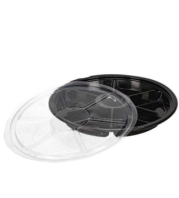 7 Bölmeli Kahvaltı Meze Kabı Seti Yükseklik 4,5 cm - 7 bölmeli, 26 cm çapında 4,5 cm yüksekliğinde, tek kullanımlık gıda kabı setidir.
Çok bölmeli olmasıyla kahvaltı, meze, şarküteri, salata gibi çeşitli soğuk yemeklerin aynı kapta paket servisi için idealdir. Kuruyemiş, şekerleme, kuru meyve vb. ürünlerin sunumu ve paketlenmesinde de kullanılabilir.
Sıcak yemek servisi için uygun değildir, mikrodalgaya girmez.
Kap kapak beraber satılmaktadır.