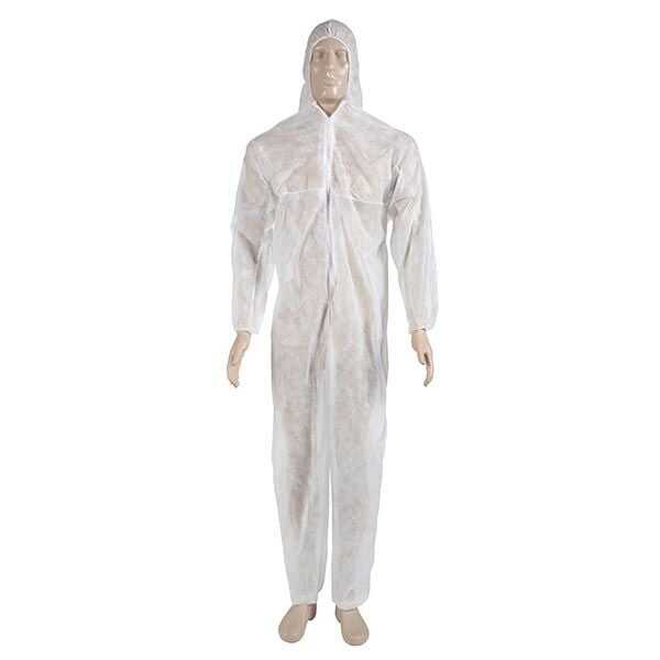 Tek Kullanımlık Tulum 45 gr/m² - Tek kullanımlık, kullan at, non woven kumaştan, beyaz tulum. Fermuarlı, kapüşonlu, paça ve kol ağızı lastikli olup, non woven kumaştan üretilmiştir. 45 gr/m² kumaş kalitesinde üretilmiştir.
Genel olarak gıda, hayvancılık, ilaç, sağlık, veteriner, ilaçlama vb. sektörlerde hijyen amaçlı kullanılır. Fabrika ve gıda işletmelerinde ziyaretçi tulumu olarak da kullanılmaktadır.