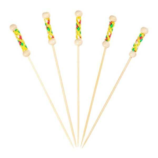 Dekoratif Sarı Örgülü Bambu Kürdan 12 cm
