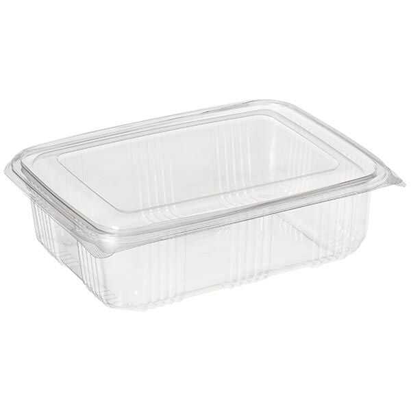 Sızdırmaz Gıda Kabı 1500cc 32gr Düz Kapak - 19 cm eninde, 13,5 cm uzunluğunda, kapaklı 10 cm yüksekliğinde 1500 cc kapasiteli yaklaşık 32 gr kendinden kapaklı, tek kullanımlık, şeffaf PET, sızdırmaz plastik gıda kabıdır.

Her türlü salata, meze ve benzeri soğuk yiyeceklerin paket servis ile gönderimi esnasında akmasını ve dökülmesini engeller.

Sızdırmaz düz kapak gıda kapları 1500cc ve 2000 cc olarak mevcuttur.
