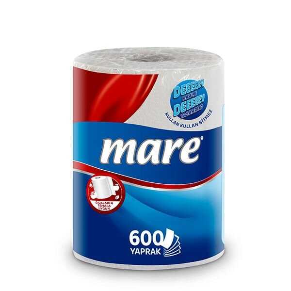 Mare Dev Rulo Havlu Kağıt 600 Yaprak - Mare Dev Rulo Havlu, 25,2 x 12 cm ebatlarında çift katlı, 600 yapraklı, orijinal kağıttan üretilmiş baskısız dev rulo kağıt havludur.

Kağıt Rulo Havlunun 1 dev rulosu 200 yapraklı 3 ruloya eşittir. 2 katlı süper emici özelliğiyle az sayıda yaprak kullanarak mükemmel sonuçlar alabilirisiniz.

Kafe, otel, restoran, ofis, catering firmaları, fabrikalar, temizlik firmaları gibi umumi kullanımın olduğu yerlerde hijyenik kullanım sağlar.