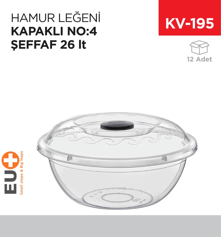 HAMUR LEĞENİ KAPAKLI NO:4 ŞEFFAF (26 LT) (E-104)