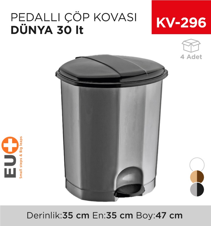 PEDALLI ÇÖP KOVASI DÜNYA 30 LT (01014)
