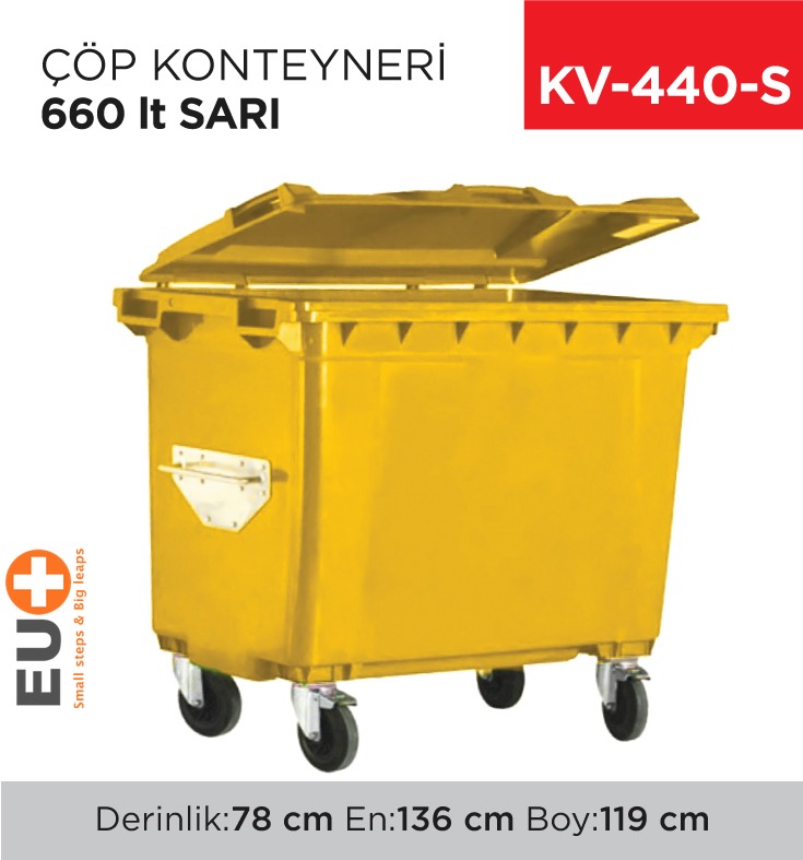 ÇÖP KONTEYNERİ 660 LT SARI - 1. Minimum sipariş tutarı 5.000TL'dir (KDV hariç).
2. Fiyatlarımız İzmir teslim fiyatlarıdır; kargo ücreti Kargo ve Teslimat Politikası'na göre hesaplanır (₺100.000 ve üzeri siparişlerde ücretsiz).
3. Spot ve sipariş üzerine tedarik edilen ürünlerde stok durumu ve teslim süresi sipariş onayında bildirilir.
4. Kusurlu, hasarlı veya yanlış gönderilen ürünler, teslimden itibaren 14 gün içinde bildirilmesi hâlinde iade alınır.
5. Şahıs şirketlerine ve tüzel kişilere faturalı satış yapılmaktadır; bireysel tüketicilere satış yapılmamaktadır.