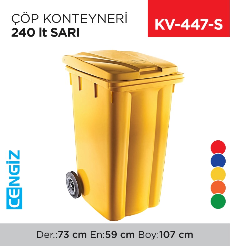 ÇÖP KONTEYNERİ 240 LT SARI (6510) - 1. Minimum sipariş tutarı 5.000TL'dir (KDV hariç).
2. Fiyatlarımız İzmir teslim fiyatlarıdır; kargo ücreti Kargo ve Teslimat Politikası'na göre hesaplanır (₺100.000 ve üzeri siparişlerde ücretsiz).
3. Spot ve sipariş üzerine tedarik edilen ürünlerde stok durumu ve teslim süresi sipariş onayında bildirilir.
4. Kusurlu, hasarlı veya yanlış gönderilen ürünler, teslimden itibaren 14 gün içinde bildirilmesi hâlinde iade alınır.
5. Şahıs şirketlerine ve tüzel kişilere faturalı satış yapılmaktadır; bireysel tüketicilere satış yapılmamaktadır.