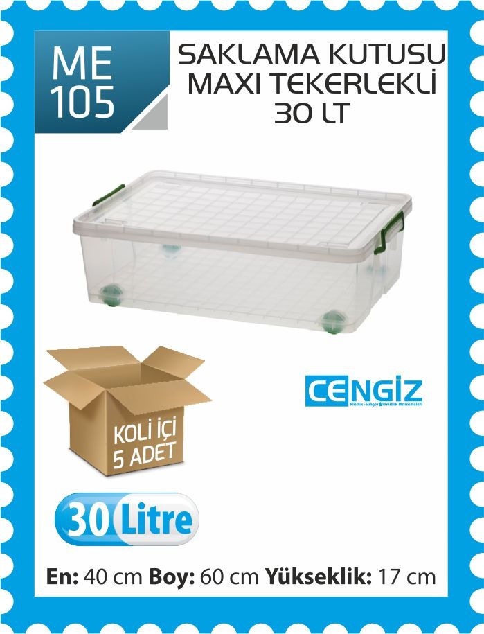 SAKLAMA KUTUSU MAXİ TEKERLİ 30 LT(2623) - 1. Minimum sipariş tutarı 5.000TL'dir (KDV hariç).
2. Fiyatlarımız İzmir teslim fiyatlarıdır; kargo ücreti Kargo ve Teslimat Politikası'na göre hesaplanır (₺100.000 ve üzeri siparişlerde ücretsiz).
3. Spot ve sipariş üzerine tedarik edilen ürünlerde stok durumu ve teslim süresi sipariş onayında bildirilir.
4. Kusurlu, hasarlı veya yanlış gönderilen ürünler, teslimden itibaren 14 gün içinde bildirilmesi hâlinde iade alınır.
5. Şahıs şirketlerine ve tüzel kişilere faturalı satış yapılmaktadır; bireysel tüketicilere satış yapılmamaktadır.