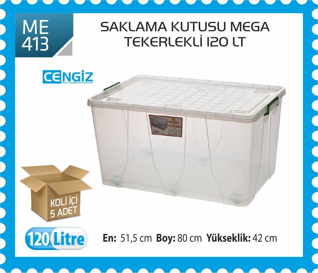 SAKLAMA KUTUSU MEGA TEKERLİ 120 LT (2626)