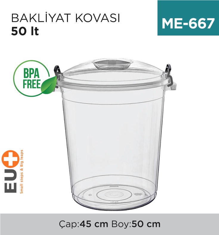 BAKLİYAT KOVASI ŞEFFAF 50 LT (E-582)