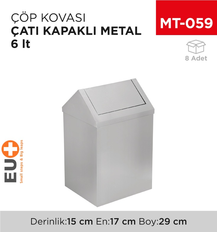 ÇATI KAPAKLI ÇÖP KOVASI METAL 6 LT (1301)