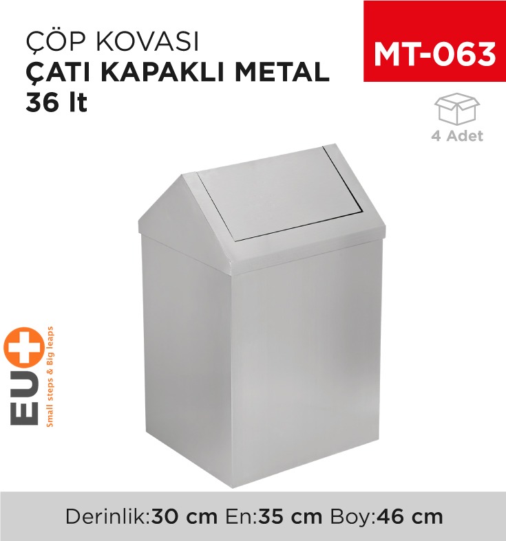 ÇATI KAPAKLI ÇÖP KOVASI METAL 36 LT (1310)