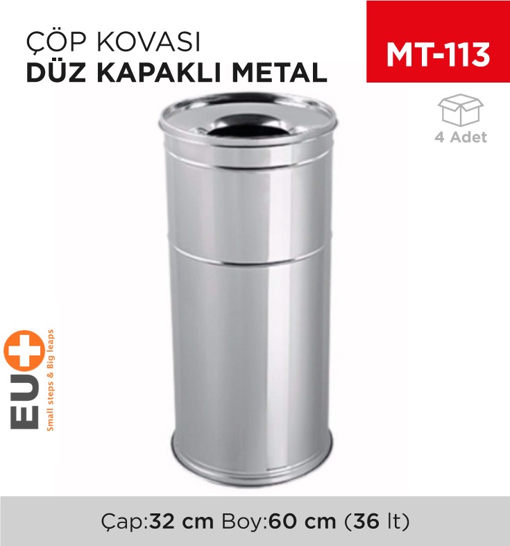 DÜZ KAPAKLI ÇÖP KOVASI METAL (447B)