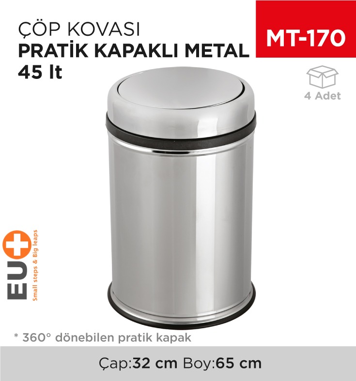 PRATİK KAPAKLI ÇÖP KOVASI METAL 45 LT (807)