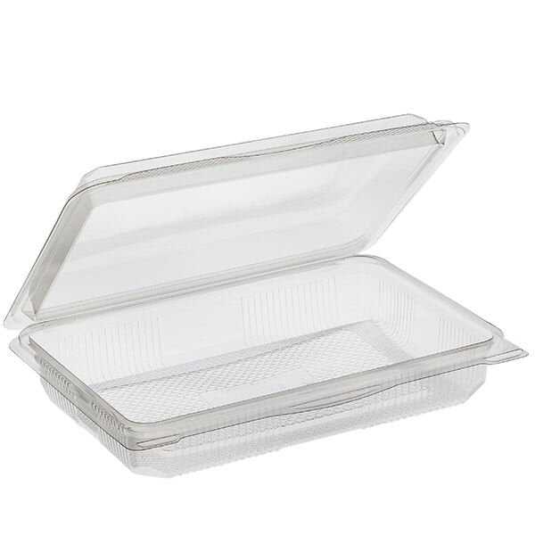ÖTK 500 Baklava Güllaç Kabı - 23 gr ağırlığında, şeffaf renk, kendinden kapaklı sızdırmaz plastik güllaç ve baklava kabı.

Dıştan dışa ölçüsü: 15x20 cm yükseklik: 5cm
İçten içe ölçüsü: 15x17cm yükseklik: 3,5cm

Güllaç, baklava, kurabiye gibi pastane ürünlerinin paket servisi için uygundur.

Sızdırmaz oluşu sayesinde içerisine şerbetli tatlılar da konulabilir. Ramazan aylarında güllaç kabı olarak tercih edilmektedir.