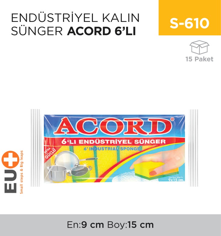 ENDÜSTRİYEL KALIN SÜNGER ACORD 6LI (480)