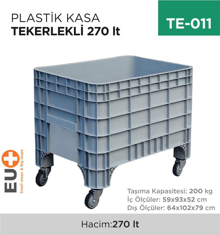 PLASTİK KASA TEKERLEKLİ 270 LT