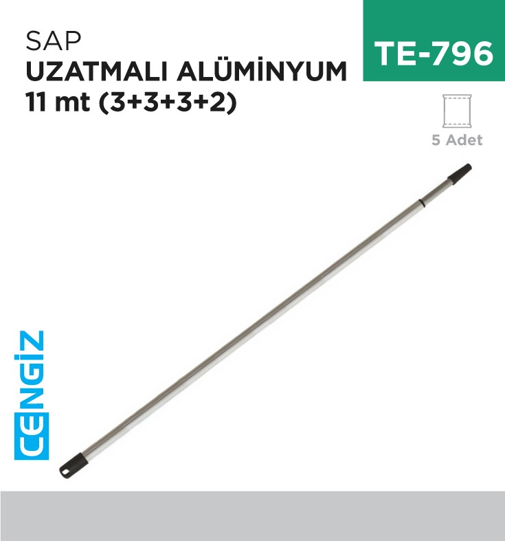 SAP UZATMALI ALÜMİNYUM 11 MT (3+3+3+2)  (TUS284) - 1. Minimum sipariş tutarı 5.000TL'dir (KDV hariç).
2. Fiyatlarımız İzmir teslim fiyatlarıdır; kargo ücreti Kargo ve Teslimat Politikası'na göre hesaplanır (₺100.000 ve üzeri siparişlerde ücretsiz).
3. Spot ve sipariş üzerine tedarik edilen ürünlerde stok durumu ve teslim süresi sipariş onayında bildirilir.
4. Kusurlu, hasarlı veya yanlış gönderilen ürünler, teslimden itibaren 14 gün içinde bildirilmesi hâlinde iade alınır.
5. Şahıs şirketlerine ve tüzel kişilere faturalı satış yapılmaktadır; bireysel tüketicilere satış yapılmamaktadır.