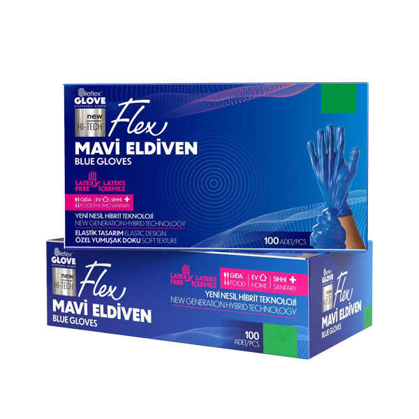 Reflex Flex Pudrasız Eldiven Mavi Small