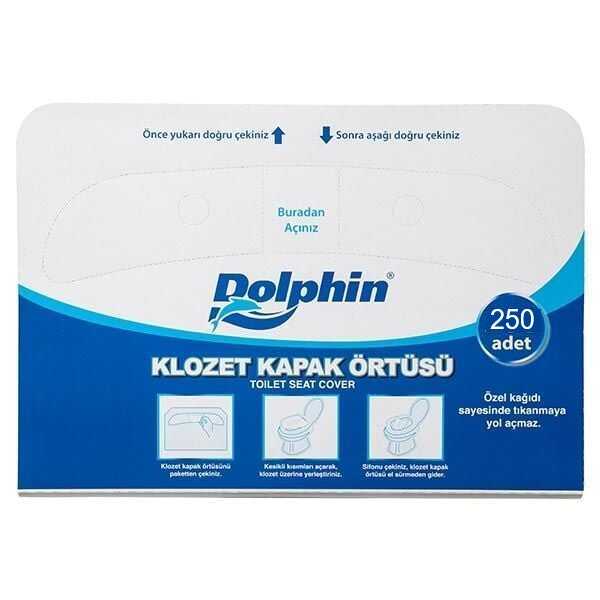 Dolphin Klozet Kapak Örtüsü 250'li - Dolphin Klozet Kapak Örtüsü, tek kullanımlık olup tüm klozetler ile uyumludur.

Karton kutuda 250 adet olarak paketlenmiştir.

Cafe, restoran, otel, iş yeri, akaryakıt istasyonları gibi kalabalık yaşam alanlarının umumi tuvaletlerinde bakteri bulaşımını en aza indiren hijyenik bir üründür.

Suda eriyebilen özel kağıdı sayesinde tuvaletlerde her hangi bir tıkanmaya neden olmaz ve çevreye daha az zarar verir.