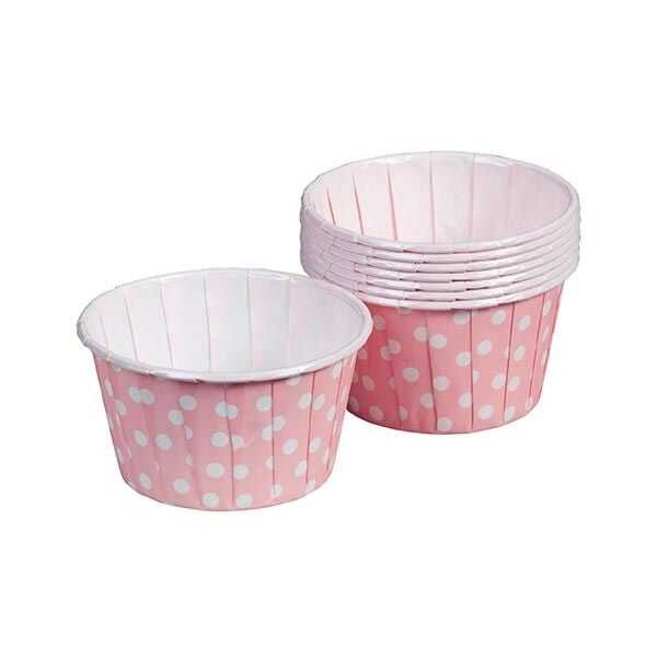 Muffin Kek Kapsülü Açık Pembe Puantiyeli 50'li - Muffin Kek Kapsülü açık pembe puantiyeli, 5 cm çapında, 4 cm yüksekliğindedir.
Açık pembe puantiyeli cupcake kek kapsülü yağlı kağıttan yapılmıştır. Kekin kolaylıkla pişmesi ve çıkarılması için idealdir.
Parti davet ve organizasyonlarda sofralarınızı renklendirmede kullanılabilecek, sıcak ve soğuk yiyecek sunumlarında kullanılabilecek muffin / kek kapsülü.
Mafin Kek Kapsülün kırmızı, mavi ve mor renkleri de mevcuttur.